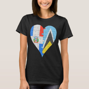 Camiseta Corazón de la Bandera Dominicana Santa Lucía