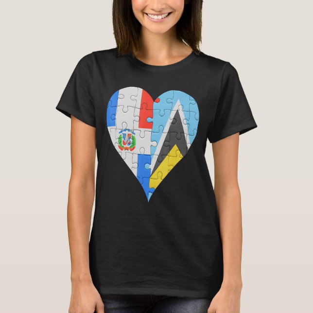 Camiseta Corazón de la Bandera Dominicana Santa Lucía (Anverso)