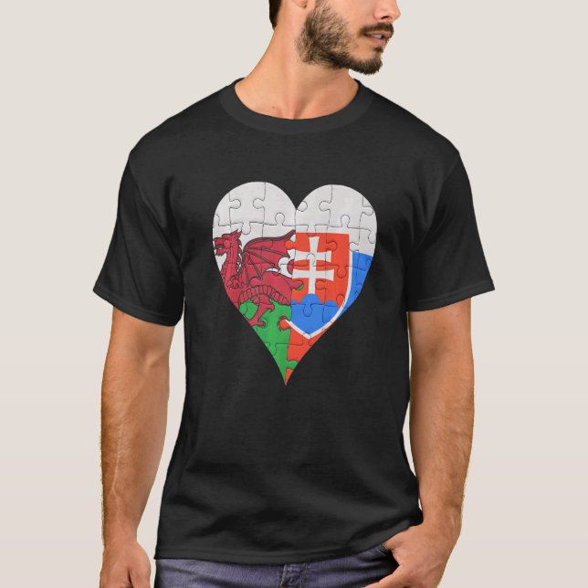 Camiseta Corazón de la bandera eslovaca galesa (Anverso)