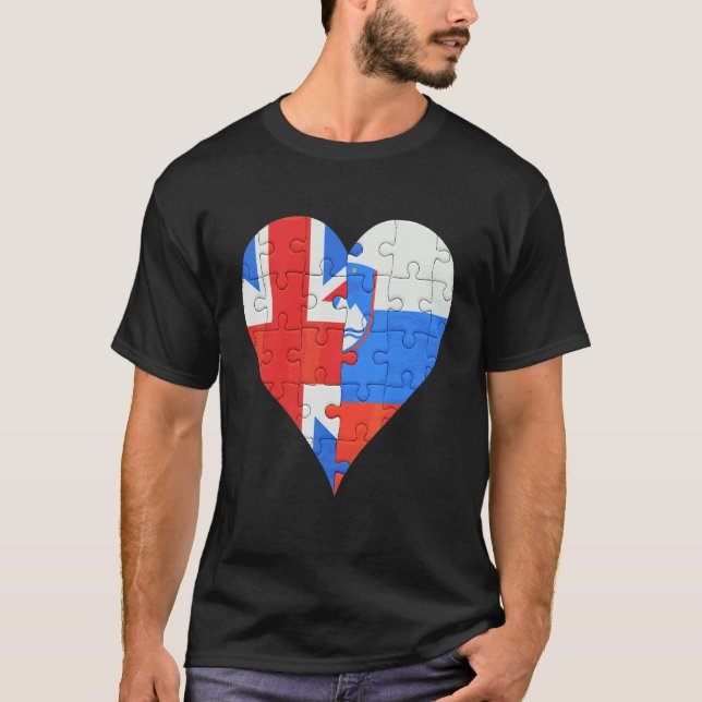 Camiseta Corazón de la bandera eslovena británica (Anverso)