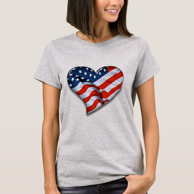 Camiseta Corazón de la bandera estadounidense (Anverso)