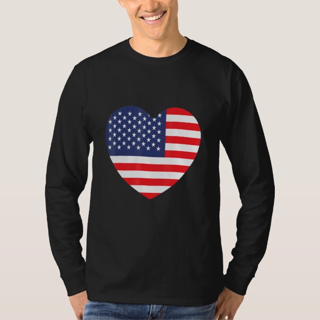 Camiseta Corazón de la bandera estadounidense (Anverso)