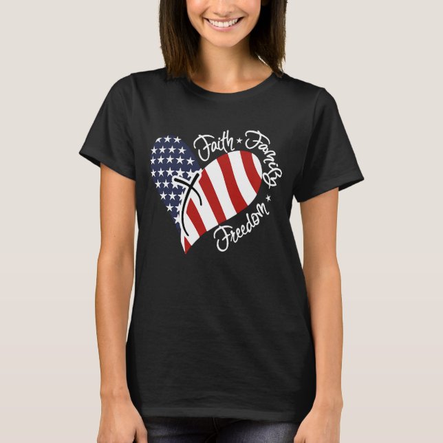 Camiseta Corazón de la bandera estadounidense (Anverso)