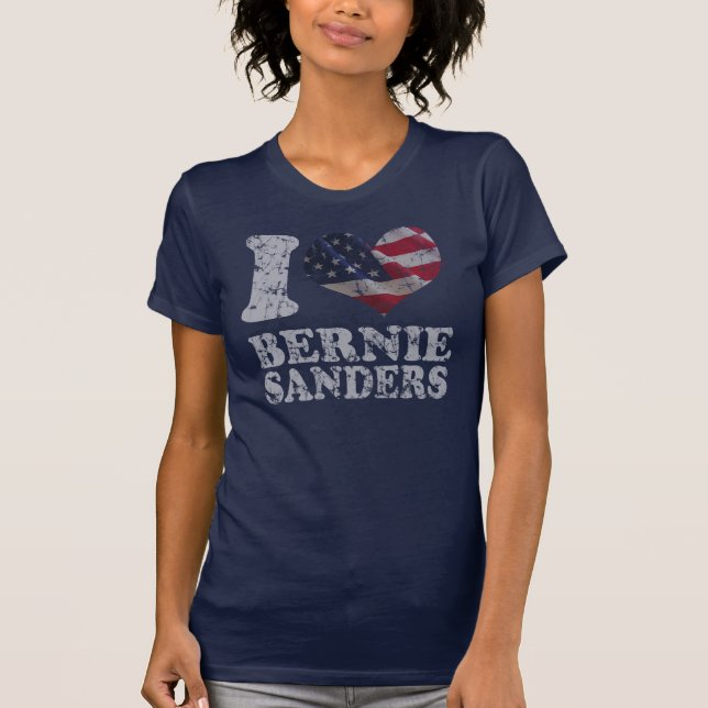 Camiseta Corazón de la bandera estadounidense Bernie Sander (Anverso)