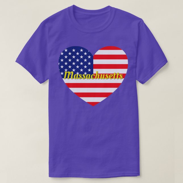 Camiseta Corazón de la bandera estadounidense de Massachuse (Diseño del anverso)