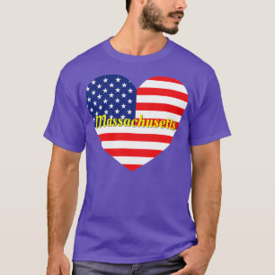 Camiseta Corazón de la bandera estadounidense de Massachuse