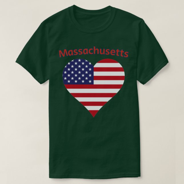 Camiseta Corazón de la bandera estadounidense de Massachuse (Diseño del anverso)
