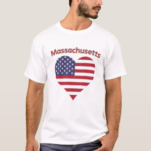Camiseta Corazón de la bandera estadounidense de Massachuse
