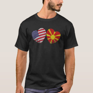 Camiseta Corazón de la bandera estadounidense macedonia, fa
