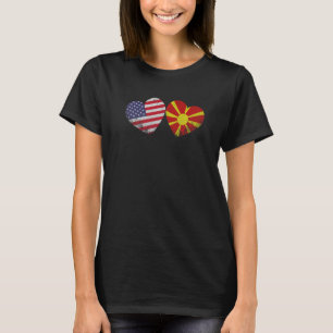 Camiseta Corazón de la bandera estadounidense macedonia, fa