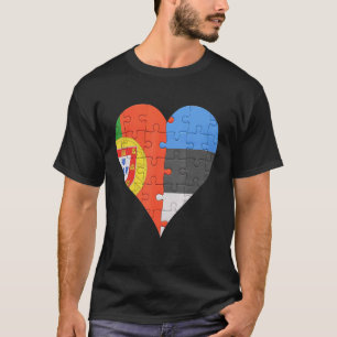 Camiseta Corazón de la bandera estonia portuguesa