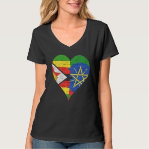 Camiseta Corazón de la bandera etíope de Zimbabue