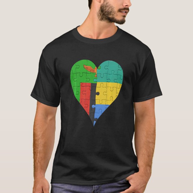 Camiseta Corazón de la Bandera Gabonesa de Zambia (Anverso)