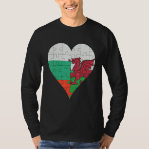 Camiseta Corazón de la bandera galesa búlgara