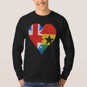 Camiseta Corazón de la bandera ghanesa británica