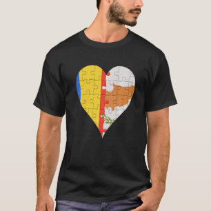 Camiseta Corazón de la bandera grecochipriota rumana