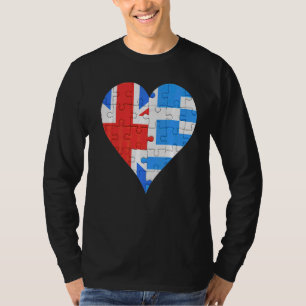Camiseta Corazón de la bandera griega británica