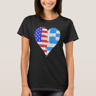 Camiseta Corazón de la bandera griega estadounidense