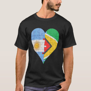 Camiseta Corazón de la bandera guyanesa argentina