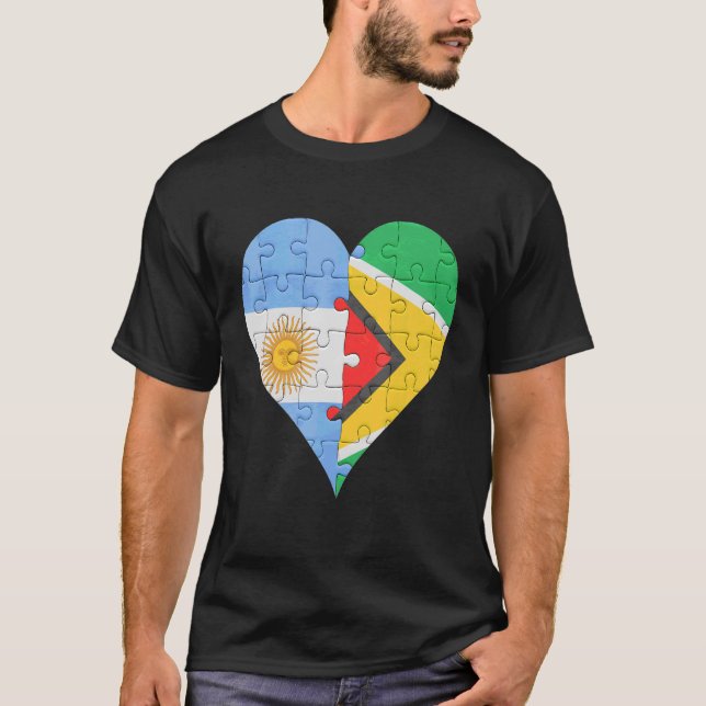 Camiseta Corazón de la bandera guyanesa argentina (Anverso)