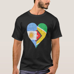 Camiseta Corazón de la bandera guyanesa argentina