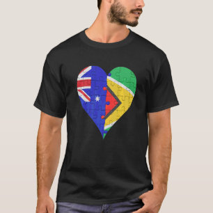 Camiseta Corazón de la bandera guyanesa australiana
