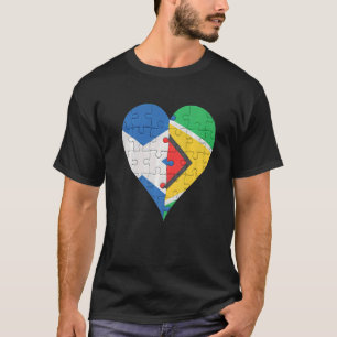 Camiseta Corazón de la bandera guyanesa escocesa