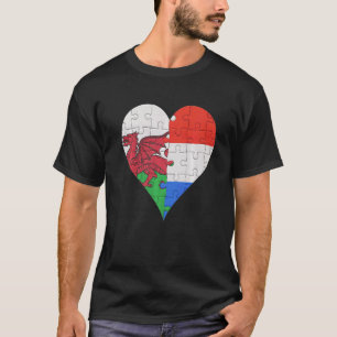 Camiseta Corazón de la bandera holandesa galesa