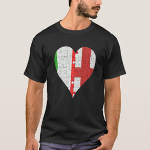 Camiseta Corazón de la bandera inglesa italiana