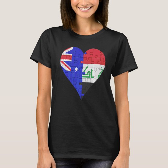 Camiseta Corazón de la bandera iraquí australiana (Anverso)
