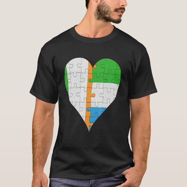 Camiseta Corazón de la bandera irlandesa de Sierra Leona (Anverso)