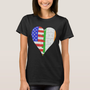 Camiseta Corazón de la bandera irlandesa estadounidense 1