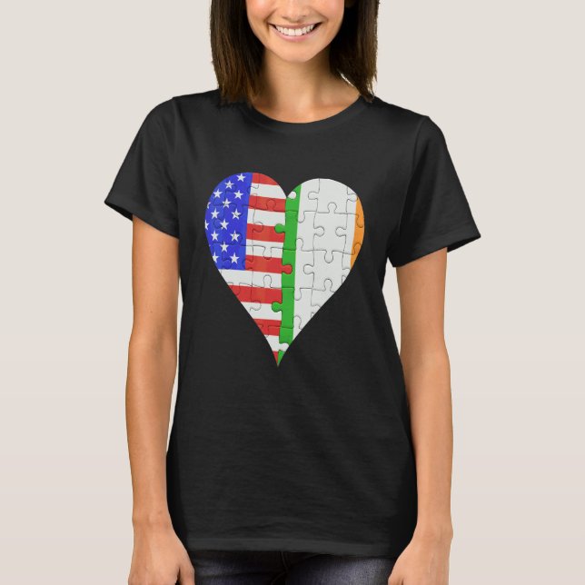 Camiseta Corazón de la bandera irlandesa estadounidense 1 (Anverso)