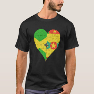 Camiseta Corazón de la bandera jamaiquina de Granada
