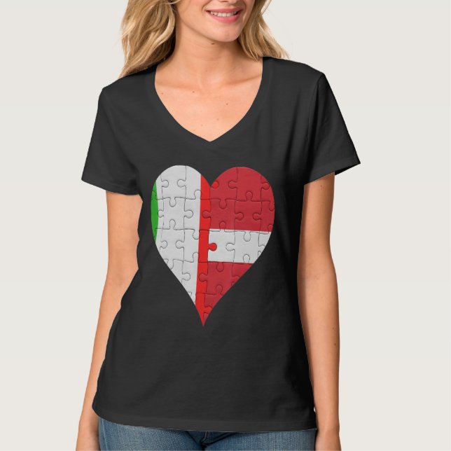Camiseta Corazón de la bandera letona italiana (Anverso)