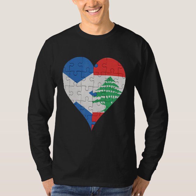 Camiseta Corazón de la bandera libanesa escocesa (Anverso)
