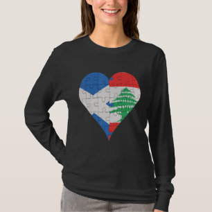 Camiseta Corazón de la bandera libanesa escocesa