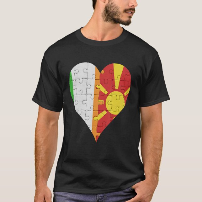 Camiseta Corazón de la bandera macedonia de Irlanda (Anverso)