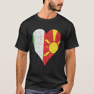 Camiseta Corazón de la bandera macedonia italiana