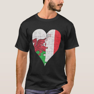 Camiseta Corazón de la bandera maltesa galesa