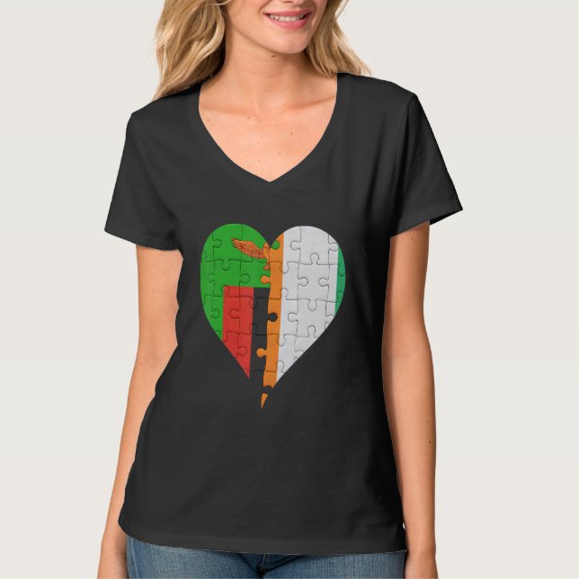 Camiseta Corazón de la bandera marfileña zambiana (Anverso)