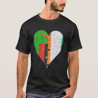 Camiseta Corazón de la bandera marfileña zambiana