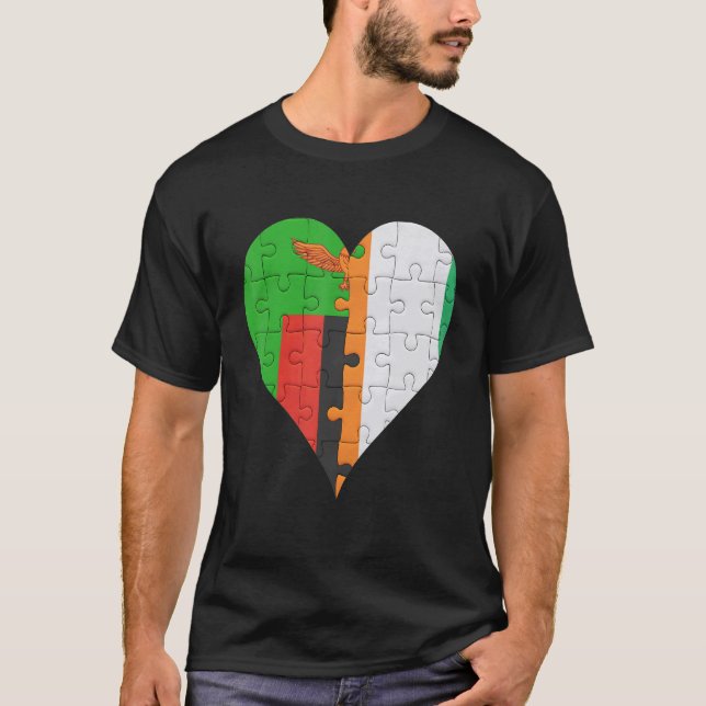 Camiseta Corazón de la bandera marfileña zambiana (Anverso)