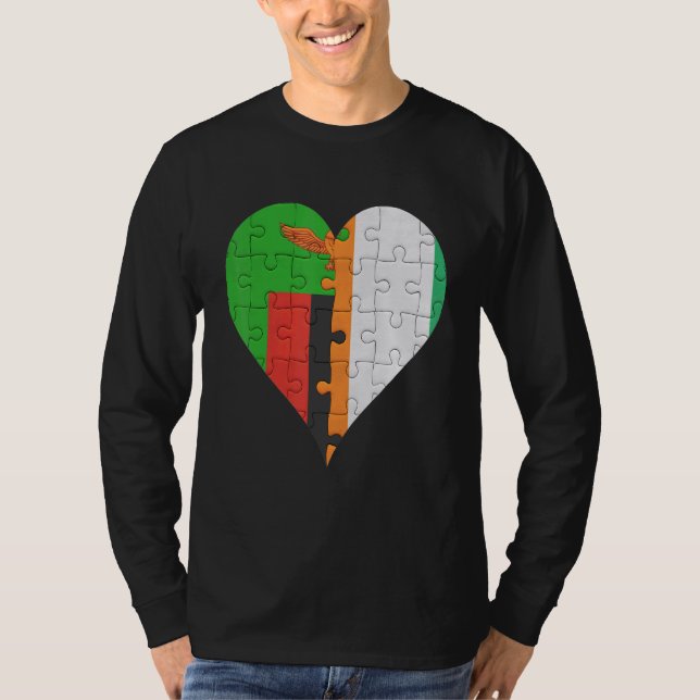 Camiseta Corazón de la bandera marfileña zambiana (Anverso)
