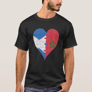 Camiseta Corazón de la bandera marroquí escocesa