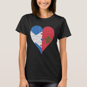 Camiseta Corazón de la bandera marroquí escocesa