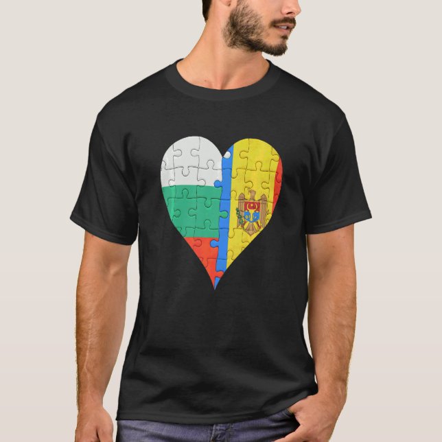 Camiseta Corazón de la bandera moldava búlgara (Anverso)
