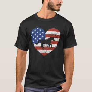 Camiseta Corazón de la bandera norteamericana de caballo 4 