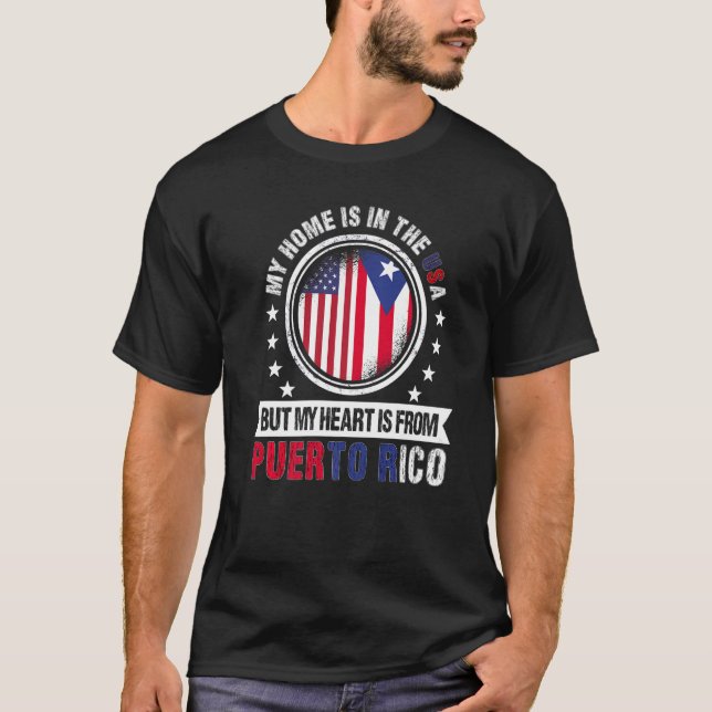 Camiseta Corazón de la bandera norteamericana puertorriqueñ (Anverso)