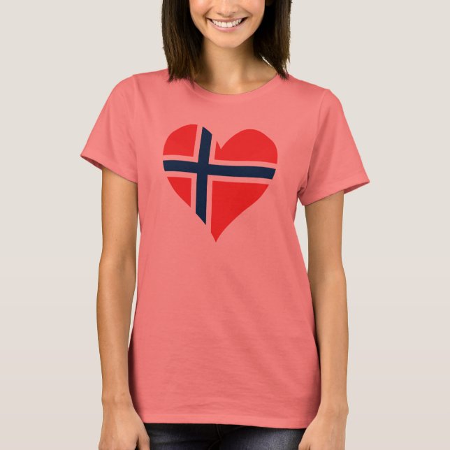 Camiseta Corazón de la bandera noruega (Anverso)